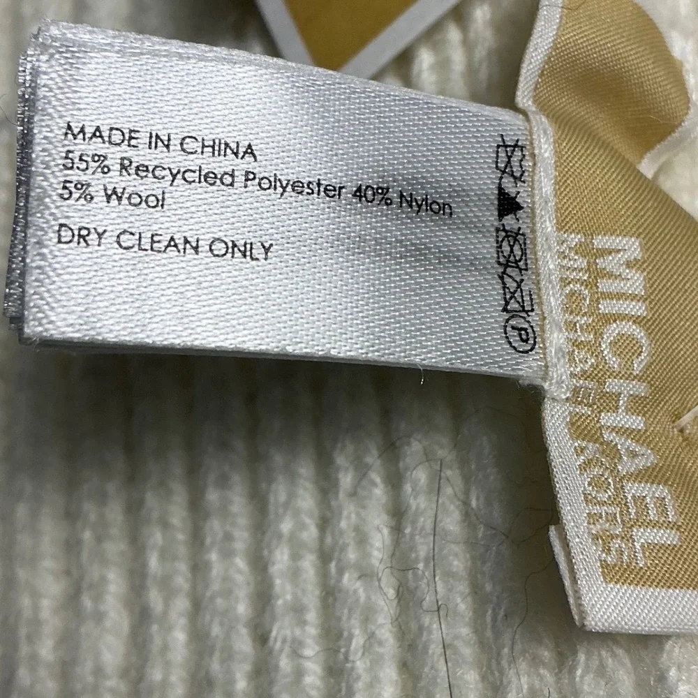 Michael Kors Cream Knit Scarf with Gold Logo Detail - One Size